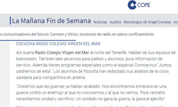Especial Crisis Coronavirus: La COPE, en su emisión nacional, felicita a los alumnos y locutores por el trabajo realizado en Radio Colegio Virgen del Mar durante el confinamiento